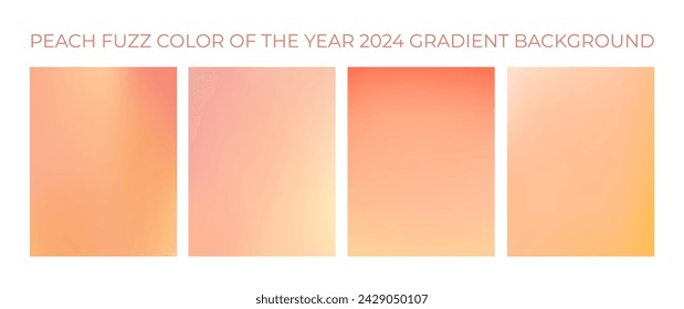 Peach fuzz. Set of vector gradient backgrounds in trendy light warm color of the year. For covers, wallpapers, branding, social media and other modern projects.