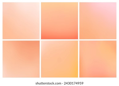 Peach fuzz. Set of vector gradient backgrounds in trendy light warm color of the year. For covers, wallpapers, branding, social media and other modern projects.