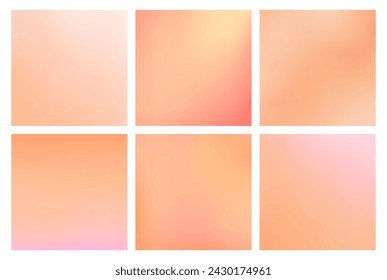 Peach fuzz. Set of vector gradient backgrounds in trendy light warm color of the year. For covers, wallpapers, branding, social media and other modern projects.