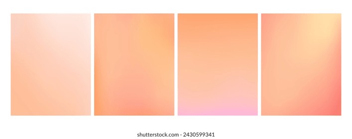 Peach fuzz. Set of vector gradient backgrounds in trendy light warm color of the year. For covers, wallpapers, branding, social media and other modern projects.