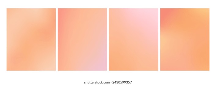 Peach fuzz. Set of vector gradient backgrounds in trendy light warm color of the year. For covers, wallpapers, branding, social media and other modern projects.