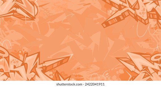 Peach Fuzz Trendy Abstract Urban Style Hiphop Graffiti Street Art Vector Background Template