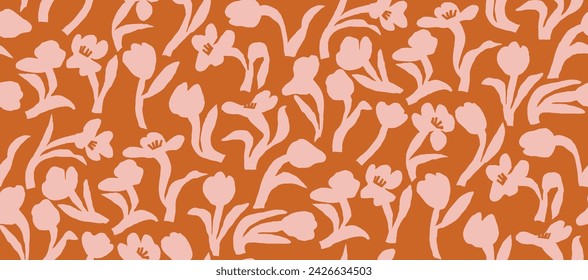 Peach fuzz tulip Flowers Seamless modern pattern