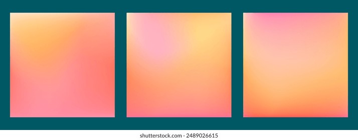 Peach fuzz vector gradient backgrounds set. Trendy warm colors of year collection. Mockup template backdrops for products presentation