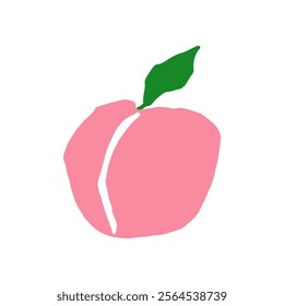 Peach. Geometry minimalistic organic fruit. Doodle style icon. Vector cartoon flat isolated illustration