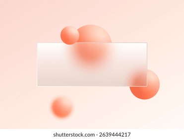Peach glassmorphism banner with soft 3D spheres