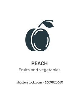 Peach glyph icon vector on white background. Flat vector peach icon symbol sign from modern fruits collection for mobile concept and web apps design.
