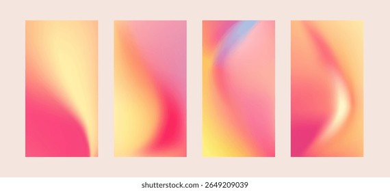 Fondo de gradiente de melocotón con ondas abstractas. Cartel de Vertical suave de gradiente de melocotón y naranja desnudo bg.  Ilustración vectorial