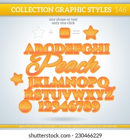 Peach Graphic Styles for Design. Graphic styles can be use for decor, text, title, cards, events, posters, icons, logo and other. 