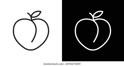 Peach graphics. Apricot fruit vector. Butt symbol.