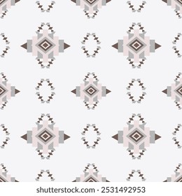 Peach, grey, and brown vintage color geometric vector pattern (traditional, ethnic, Navajo, or Native American Indian).  Design for clothing, curtains, carpets, sarongs, Hmong, and fabric edges.