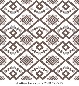 Peach, grey, and brown vintage color geometric vector pattern (traditional, ethnic, Navajo, or Native American Indian).  Design for clothing, curtains, carpets, sarongs, Hmong, and fabric edges.