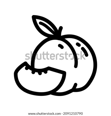 Peach half outline icon. Flat slice peach vector icon for web design isolated on white background