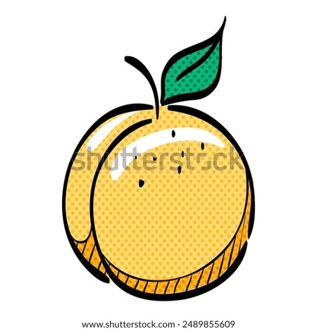 Peach halftone icon hand drawn color vector illustration