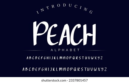 Pfirsichhandgezeichnetes Vektoralphabet. Moderne Schriftart für monoline Signaturen. Eleganter Schriftzeichen. Beste Alphabet Schöne Kalligrafie Schriftart Schriftzeichen handschriftlich