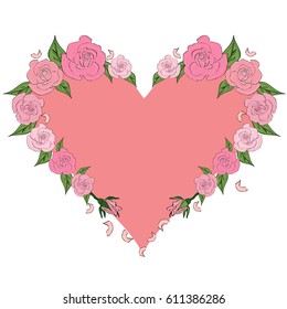 Peach heart framed by delicate roses