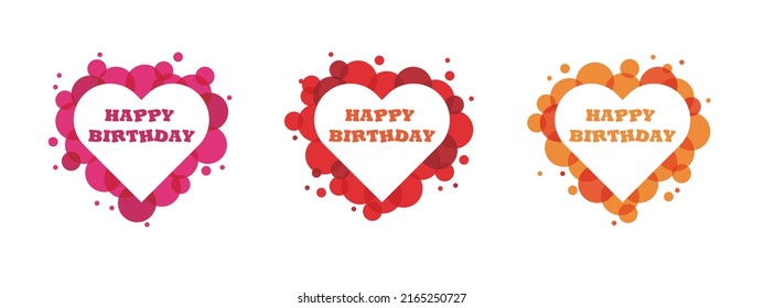 Peach heart Splash Effect of different colors, Happy birthday, vector Illustration, white background EPS