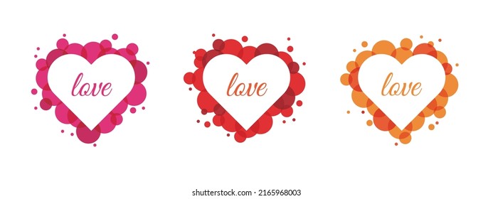 Efecto de salpicar el corazón de las paletas de los diferentes colores, Amor, vectores Ilustración, fondo blanco EPS