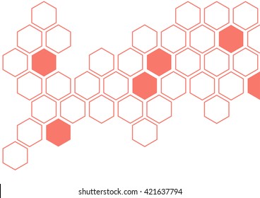 peach hexagon on white background wall pattern
