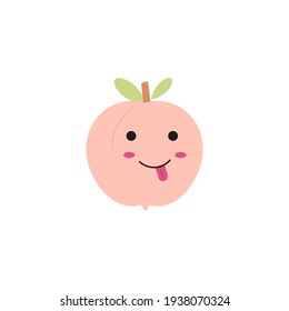 Peach hiccup. Peach emoji. Vector illustration.