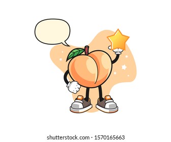 Peach hold a star with speech bubble cartoon. Mascot Character vector.