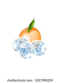 Peach with ice on white