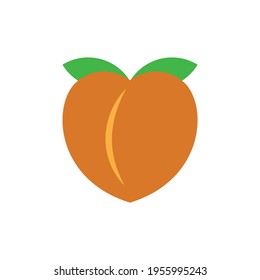 Pfirsichsymbol-Design einzeln auf weißem Hintergrund