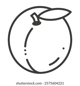 Peach icon with editable stroke to any thickness no color. Vector illustration.