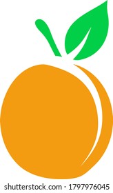 Peach Icon. Flat Color Design. Vector Illustration.