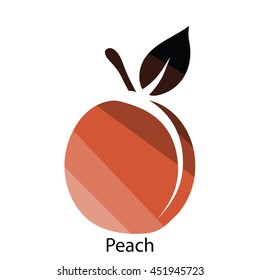 Peach icon. Flat color design. Vector illustration.