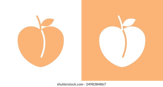 Peach icon flat line symbol set.