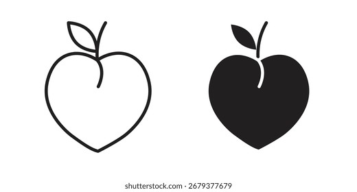 Peach icon flat and stroke style pack on white background. Vector illustrations