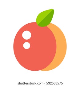 Peach icon in flat style. Juicy peach fruit vector editable image, style isolated on white background illustration