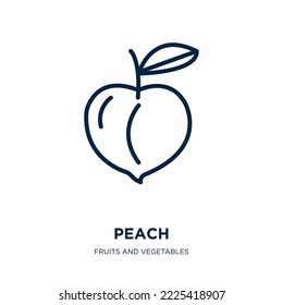 peach icon from fruits and vegetables collection. Thin linear peach, healthy, cherry outline icon isolated on white background. Line vector peach sign, symbol for web and mobile
