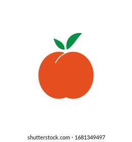 Peach icon isolated on white background. Vector illustration. Eps 10.