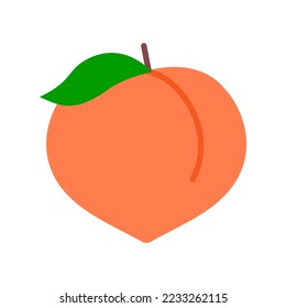 Peach icon isolated on white background. Healthy and organic food. Vector illustration.