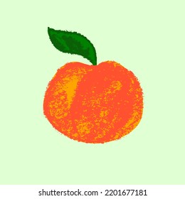 Peach icon isolated in vector. Color hand-drawn nectarine sketch. Yellow plum illustration for baby food logo, juice label design, vegan banner, fruity packaging. Apricot drawings for jam package.