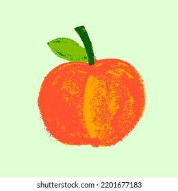 Peach icon isolated in vector. Color hand-drawn nectarine sketch. Yellow plum illustration for baby food logo, juice label design, vegan banner, fruity packaging. Apricot drawings for jam package.