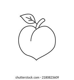 Peach icon in line style icon, isolated on white background