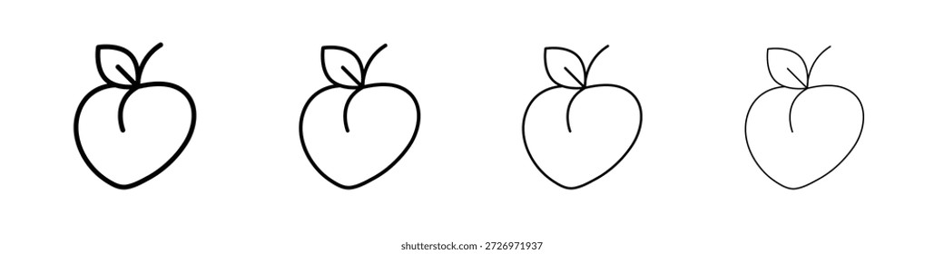 Icono de melocotón en estilo de línea de trazo moderno. Vector 10 eps