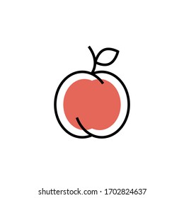 icono de melocotón, ilustración vectorial de estilo moderno. aislado sobre fondo blanco