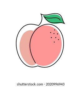 Peach icon in one line drawing style isolated on white background.