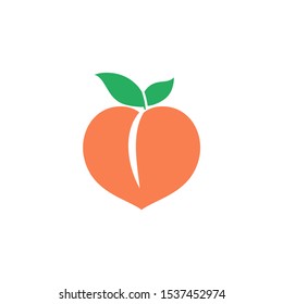 Peach icon. Orange fruit. Vector logo.