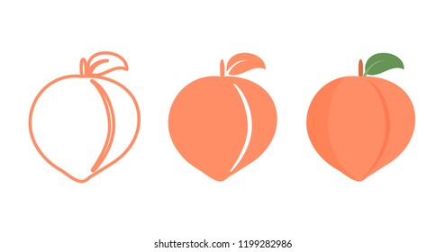 Peach icon in outline, logo, flat style. Vector illustration.