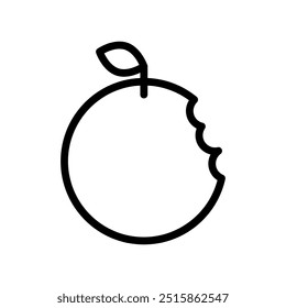Peach icon outline. Simple fruit symbol. Minimalist vector illustration. Black line art.