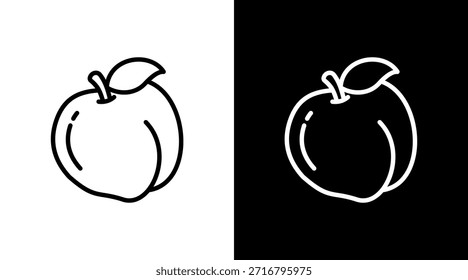 Melocotón con diseño de conjunto de iconos