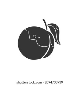 Peach Icon Silhouette Illustration. Fresh Fruit Vector Graphic Pictogram Symbol Clip Art. Doodle Sketch Black Sign.