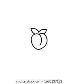 peach icon. simple, flat, black, outline.