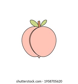 Peach icon. Peach sticker. Picture of a peach. Vector illustration