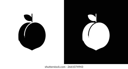 Peach icon symbol collection. Flat vector stock illustration.